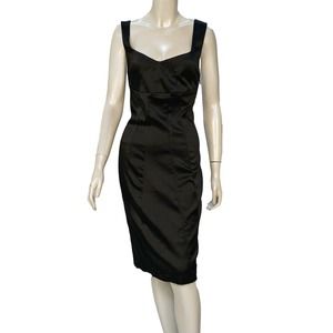 Dolce & Gabbana Women's Black Satin Dress - New - Size 42
